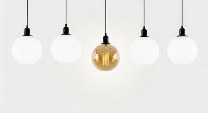 Illuminated ideas a row of pendant lights with one glowing exception