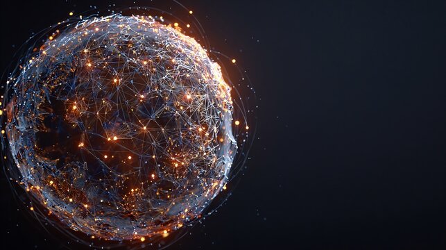 A glowing, interconnected globe depicted with vibrant lines and dots on a dark background, symbolizing digital connectivity.