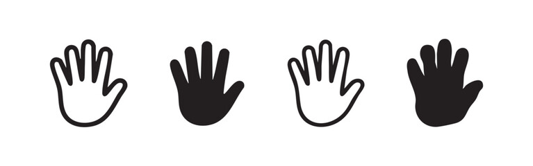 Obraz premium Hand Icons Set, Palm and Gesture Symbols for Hello and Stop Signals