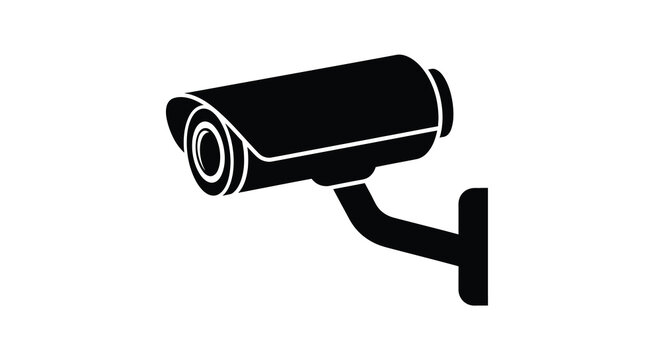 security camera icon in black silhouette on white background high quality professional detailed modern elegant stylish clean crisp vibrant colorful