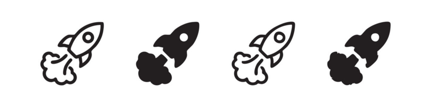 Space rocket icon set for startup business and innovative technology