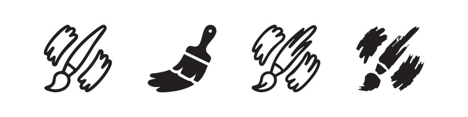 Obraz premium Hand-Drawn Paintbrush and Stroke Icons - Art and Creativity Symbols