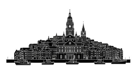 Obraz premium Edinburgh Skyline Silhouette ? Detailed Cityscape Vector Illustration