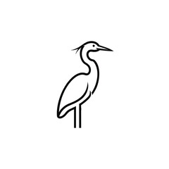 Obraz premium Elegant Heron Bird Line Art Simple Minimalist Design Vector Illustration