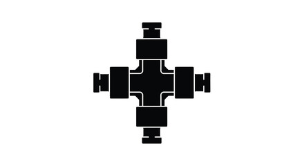 Fototapeta premium cross shaped mechanical component silhouette on white background high quality professional detailed modern elegant stylish clean crisp vibrant colorful digital