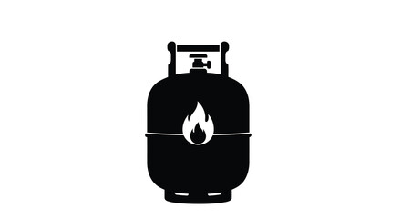 propane tank silhouette with flame icon on white background high quality professional detailed modern elegant stylish clean crisp vibrant colorful © Bsicon02