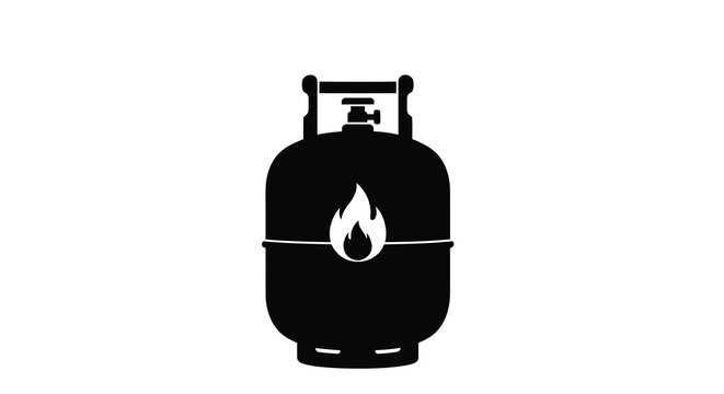 propane tank silhouette with flame icon on white background high quality professional detailed modern elegant stylish clean crisp vibrant colorful