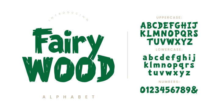 Fairy Wood Green Nature Font with Forest Texture for Kids Book and Garden Product