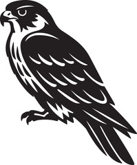 Fototapeta premium Falcon Bird Silhouette Vector Illustration Perched Pose for Predator Logo Branding and Tattoo Design