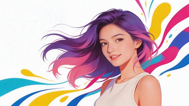 Portrait of a woman with colorful hair