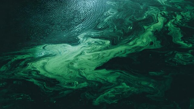 Abstract Emerald Water: An abstract display of emerald green and deep water, creating a mesmerizing and otherworldly atmosphere with its flowing, textured composition. 