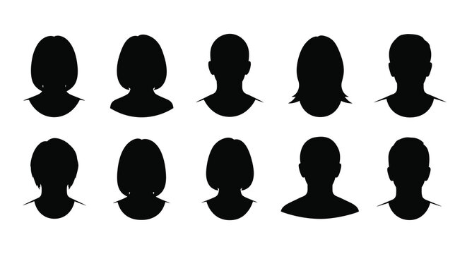 human head silhouettes in black and white grid layout high quality professional detailed modern elegant stylish clean crisp vibrant colorful