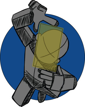Anatomy Figure Framing Square with Hands &ndash; Focus, Protection, and Perspective Concept