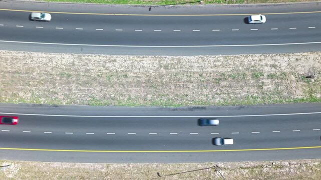 Aerial of a freeway in Cape Town, South Africa