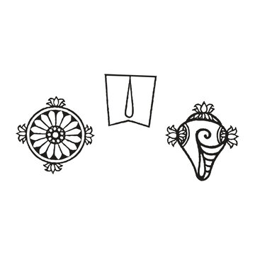 Sacred Hindu Symbol of Lord Venkateswara with Shankh and Chakra - Srivari Namam Vector