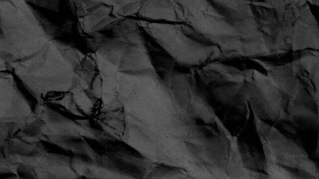 Abstract dark crumpled paper texture background, featuring intricate creases and deep shadows that create a dramatic and distressed surface for versatile design applications