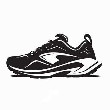 Active Lifestyle Running Shoe Silhouette Vector Illustration