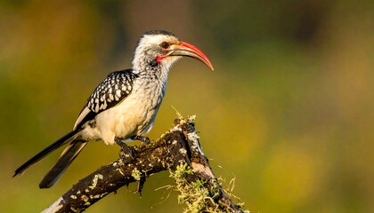 Obraz premium Hornbill bird perched on a branch with blurred green background