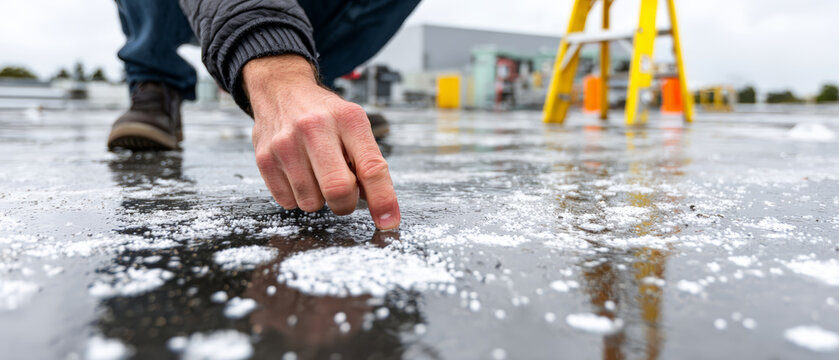 Hail damage insurance adjuster rooftop inspection assessor storm hailstone ice