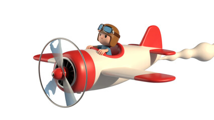 Cartoon biplane with pilot flying in clear blue sky Vector © MDSOPON