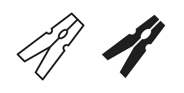 Peg icon line style collection. Simple black solid icons