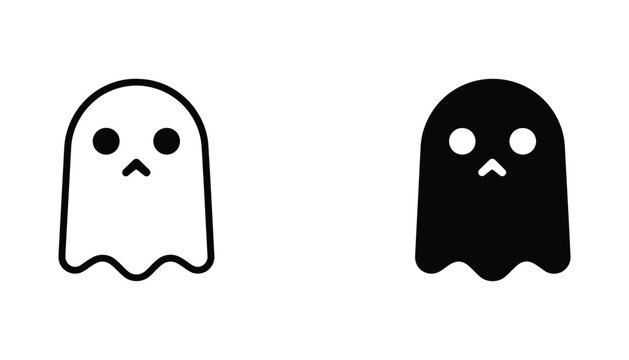 Cute ghost character vector icon featuring a friendly sad spirit for Halloween or spooky themes