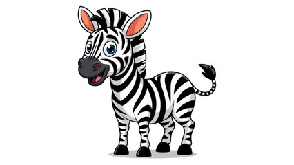Cute cartoon zebra with colorful flowers in its mane standing happily Vector © MDSOPON