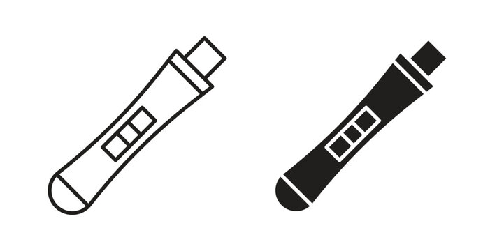 Pregnancy test icon line style collection. Simple black solid icons
