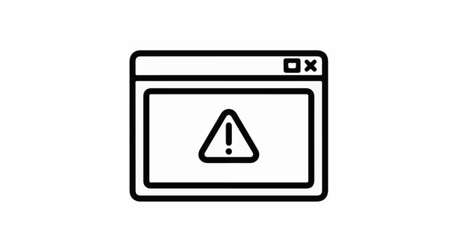 Computer window displays a warning alert symbol