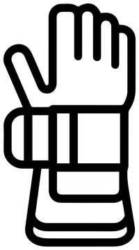 Minimalist icon of wrist splint with velcro closure for hand support and stability