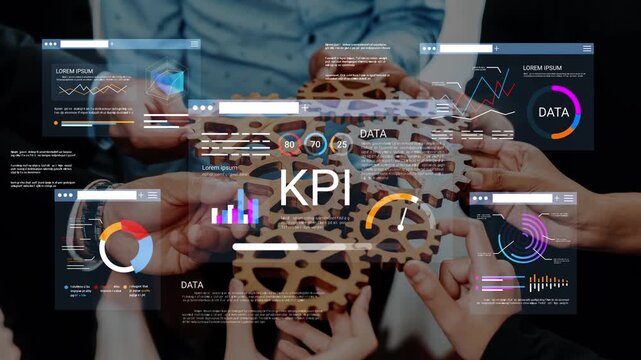 Business team analyzing key performance indicators with data visualization tools for effective decision-making and strategic planning Gluon.