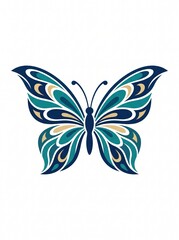 Fototapeta premium Decorative Teal and Navy Blue Butterfly with Intricate Pattern