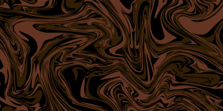 Retro coffee color background. Milk chocolate liquid dessert texture. Wavy swirl candy pattern for poster, cover, banner, pamphlet. Vintage brown trippy hippie wallpaper in 60s or 70s style. Vector