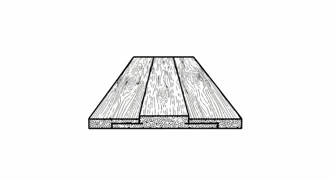 Cross-section of interlocking wooden planks with textured joinery