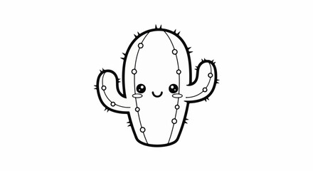 Obraz premium Cute, smiling cactus with arms raised, white background