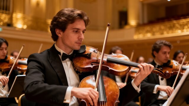 Orchestra musician playing violin