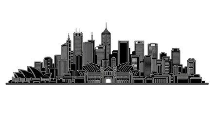 Fototapeta premium Melbourne Skyline Silhouette ? Minimalist Vector Cityscape Illustration