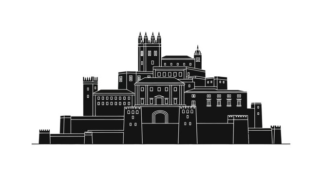 Monte Cassino Abbey Silhouette ? Historical Monastery Architectural Landmark Design