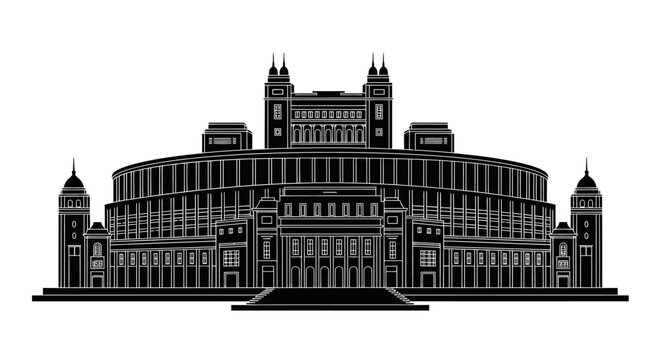 Parliament House Silhouette ? Iconic Indian Government Building Graphic