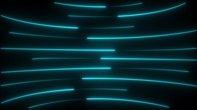 Neon lights blinking lines moving animation. Seamless loop animation of glowing neon line. 4k animation Horizontal glowing colorful neon line animation .Neon color lines as colorful laser wallpaper.