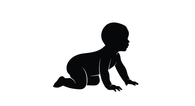 baby crawling silhouette high quality professional detailed modern