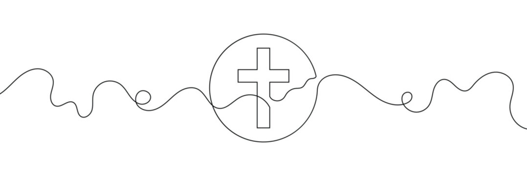 One continuous line drawing of the cross of Christ vector illustration, Cross Continuous Line Drawing Christianity Religion. Vector Illustration . EPS 10 .