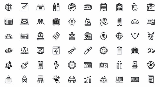 Various business and technology icons.