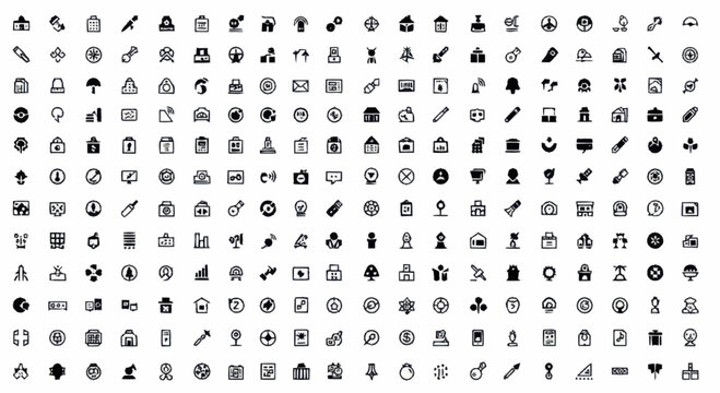 Various Black and White Icons.