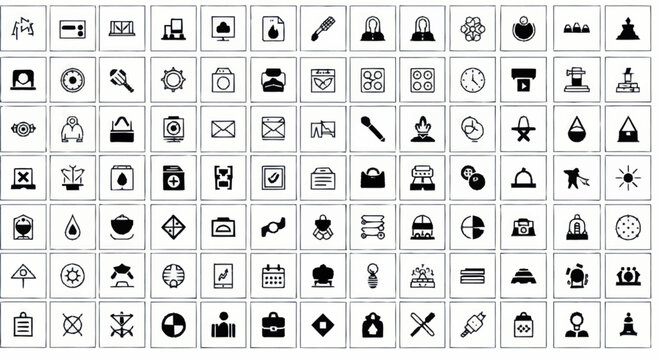 Various business and office icons.
