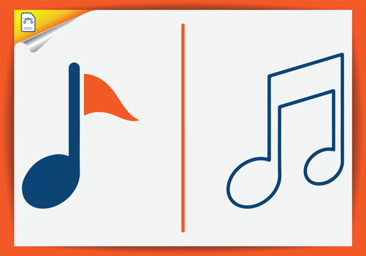 Musical note icon set with single and double quaver symbols art.