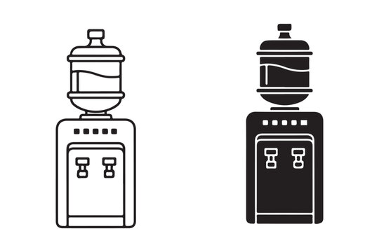 Water cooler dispenser icon representing drinking water supply and hydration. Ideal for office, home and refill services, as well as UI elements for beverage and wellness applications.