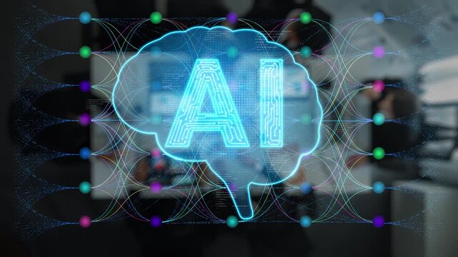 Futuristic AI Brain Concept with Digital Data Connections and Abstract Network Design Representing Artificial Intelligence and Technology Innovation Sigmoid