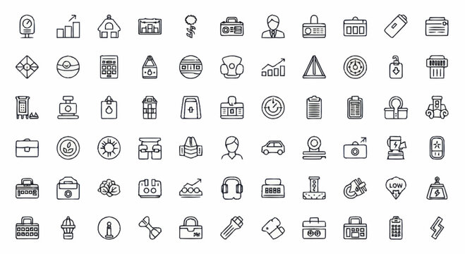 Various business and technology icons.