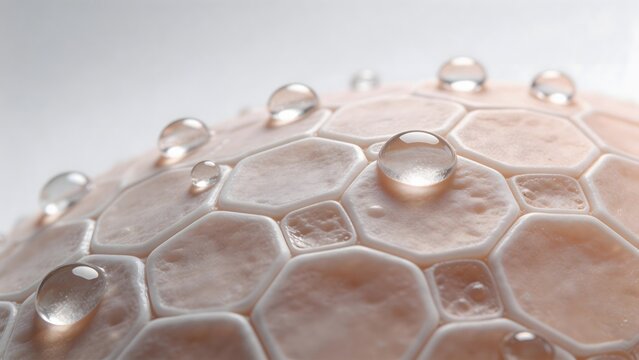 Closeup of textured surface with water droplets